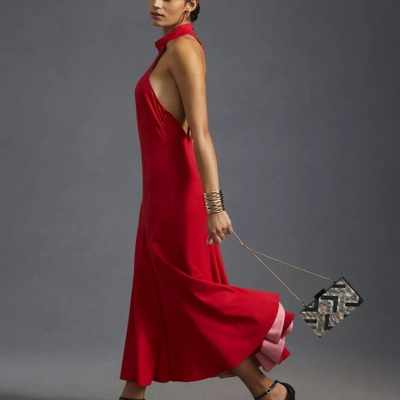 HTF Anthropologie Maeve Halter Midi Dress - Picture 3 of 9